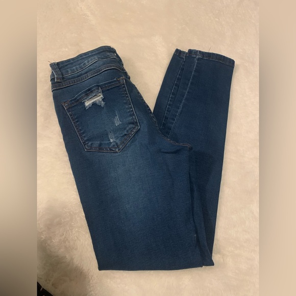 Stylish Dark Blue Women's Straight Leg Jeans - Picture 6 of 6